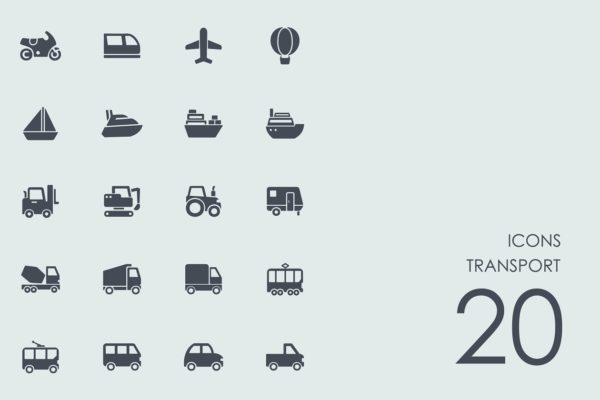 常见交通工具图标素材 Transport icons
