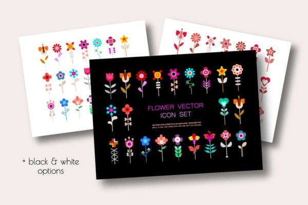 4组花卉矢量系列图标合集精选 4 Option of a Flower Vector Icon Set