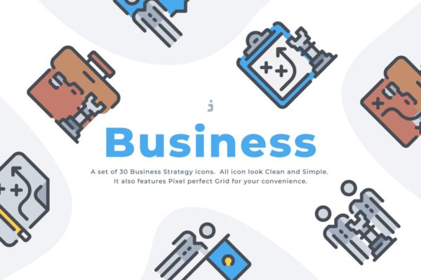 30枚商业战略主题系列图标精选素材 30 Business Strategy icon set