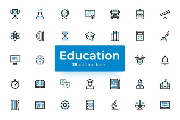 教育培训主题矢量图标设计素材 Education – Icons Pack