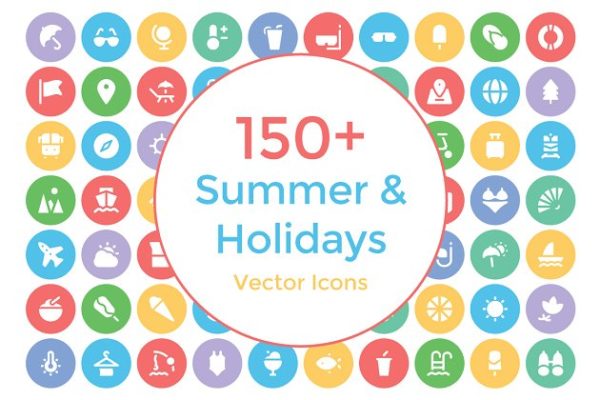 150+枚夏日＆假日旅行主题高清实用图标精选 150+ Summer and Holidays Icons