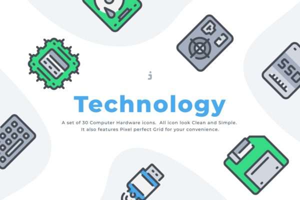 30枚计算机硬件矢量系列图标合集精选 30 Computer Hardware icon set