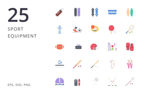 25枚运动器材矢量系列图标合集精选 Sport Equipment 25