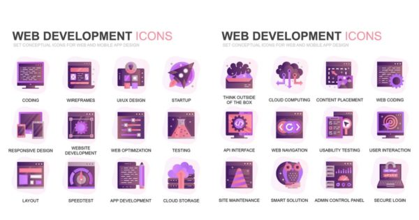 现代扁平化渐变设计风格Web网站开发主题系列图标精选素材