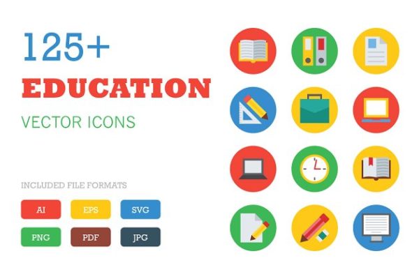 125+教育培训主题矢量高清实用图标精选 125+ Education Vector Icons