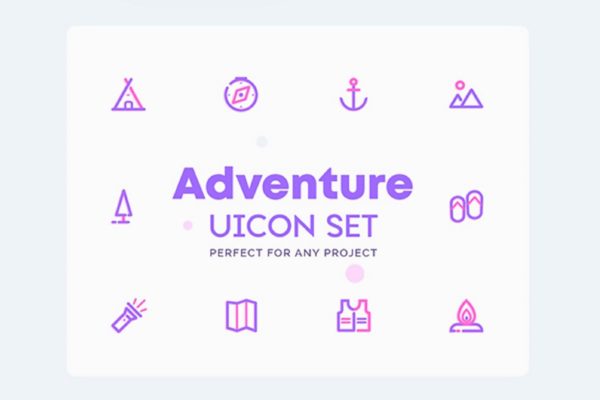 探险露营户外主题系列图标精选集合精选[AI, EPS, XD] UICON – Adventure, Camping Icons Set