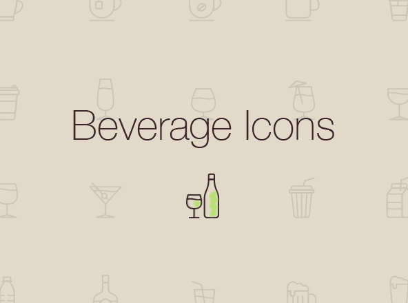 饮料主题系列矢量线性图标素材 Beverage Line Icons