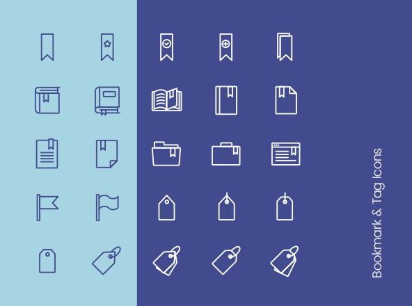 书签和标记矢量图标设计素材 Bookmark & Tag Icons
