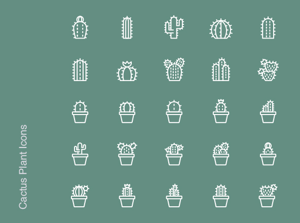 仙人掌植物矢量高清实用图标精选 Cactus Plant Icons