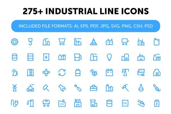 275+工业生产线型图标集合精选合  275+ Industrial Line Icons