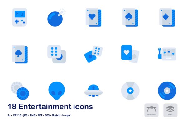小游戏娱乐双色调矢量图标素材 Entertainment Accent Duo Tone Icons