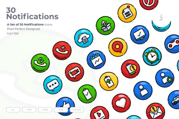 30枚系统信息通知矢量图标设计素材 30 Notifications Icons