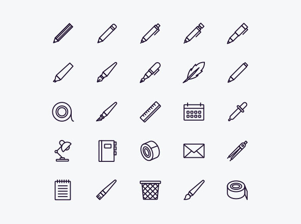 办公用品矢量图标设计素材 Stationery Icons Set
