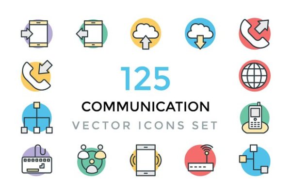 125简约网络通信矢量图标素材  125 Communication Vector Icons