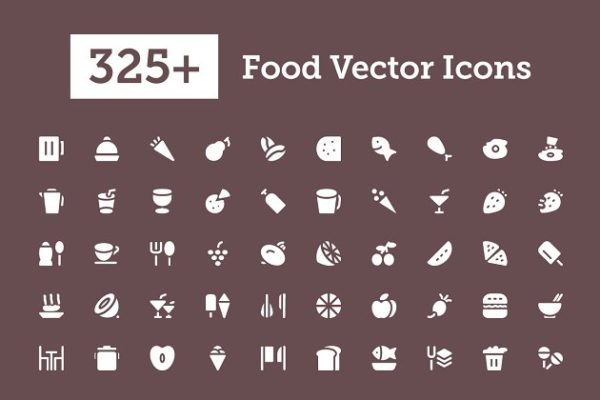 325+食物食品美食简餐矢量图标素材  325+ Food Vector Icons