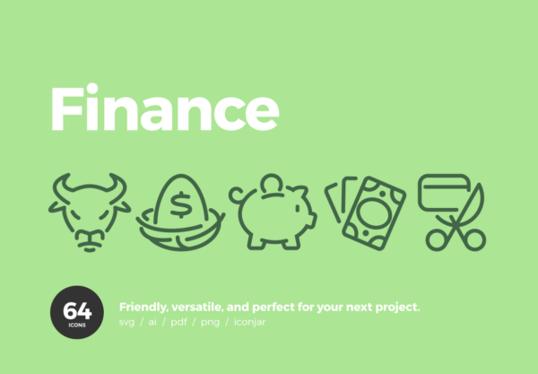 蚂蚁素材下午茶：64 有创意的金融属性图标素材下载[Ai]