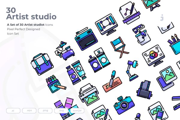 30枚艺术工作室矢量高清实用图标精选 30 Artist studio Icons