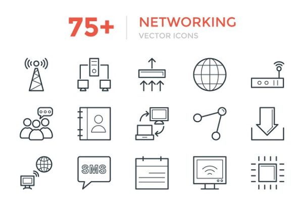 75+网络及网络设备矢量图标素材  75+ Networking Vector Icons