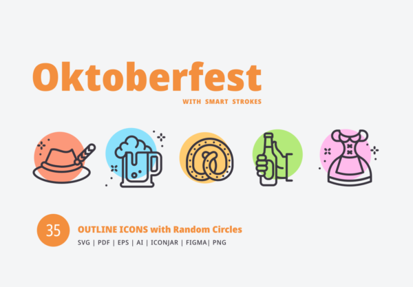 蚂蚁素材下午茶：慕尼黑啤酒节彩色图标[Ai]