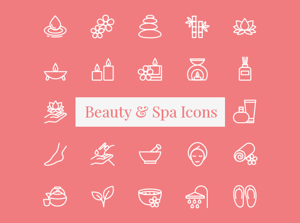 美容护肤SPA主题矢量线性图标素材 Beauty & Spa Icons