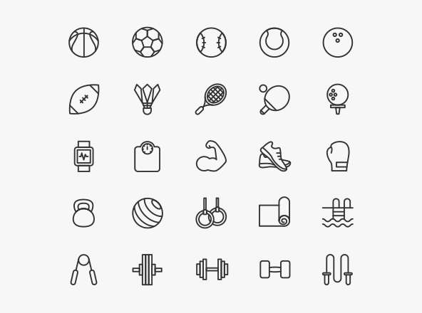 运动健身系列线性图标设计素材 Sport & Fitness Line Icons