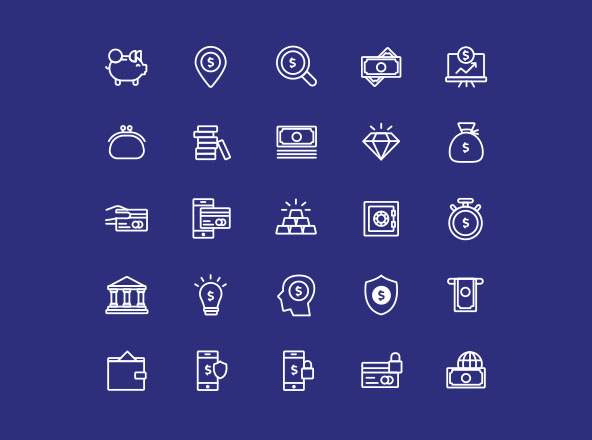 金融主题矢量线性图标素材设计素材 Finance Vector Line Icons