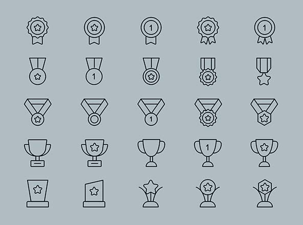 25枚奖章奖杯矢量图标设计素材 25 Vector Reward Icons