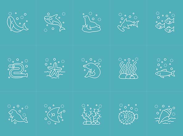 海洋主题矢量图标设计素材 Sea Life Vector Icons