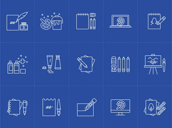 艺术创作工具矢量图标设计素材 Artist Tools Vector Icons