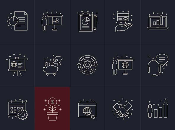 商业商务主题矢量线性图标素材 Business Vector Icons