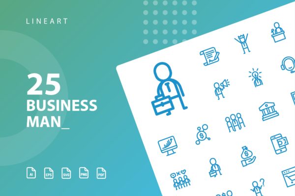 商业主题矢量线性图标素材设计素材 Businessman Lineart
