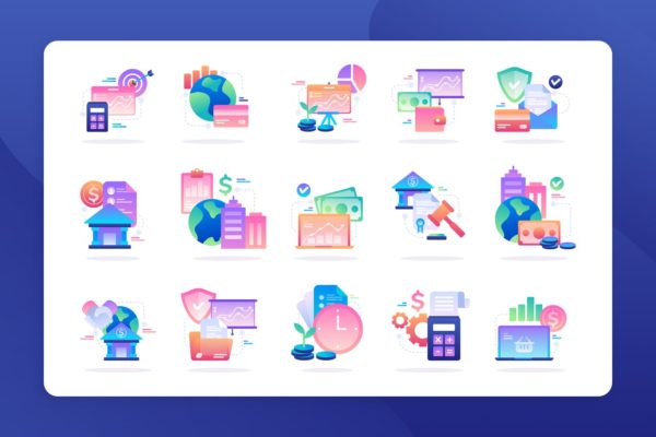 金融财务主题矢量图标设计素材 Finance – Icon Illustration