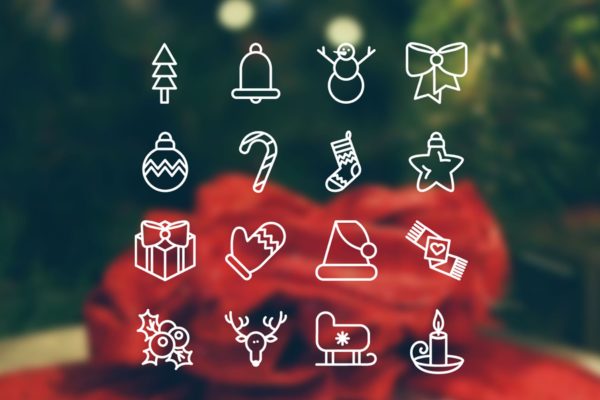 16枚圣诞节节日主题矢量图标设计素材 Christmas 16 Icons Set