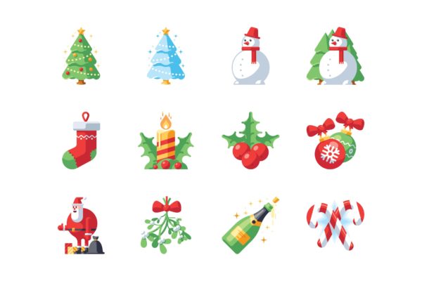 圣诞节&新年主题矢量图标设计素材 Christmas and New Year icon set