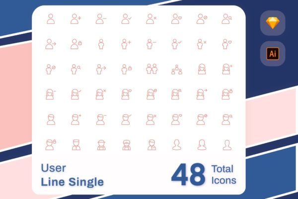 Line Senja图标系列：用户角色矢量线性图标素材 Line Senja – User