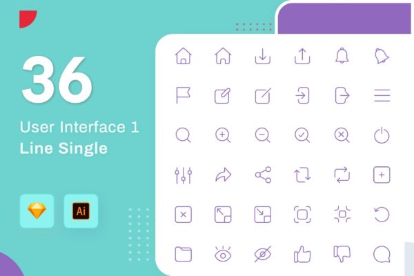 Line Senja图标系列：用户界面设计矢量线性图标素材2 Line Senja – User Interface 1