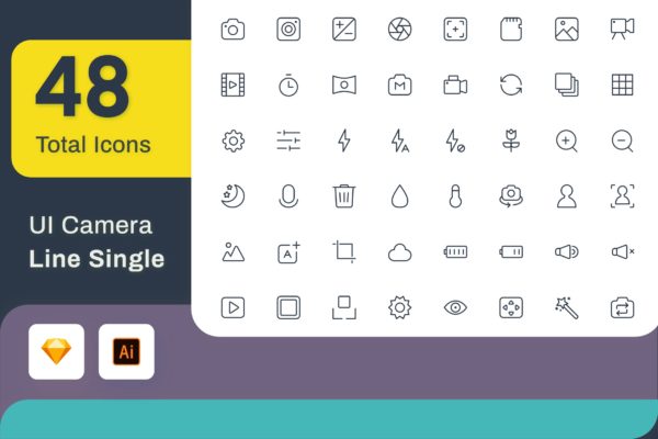Line Senja图标系列：相机应用UI设计矢量线性图标素材 Line Senja – UI Camera