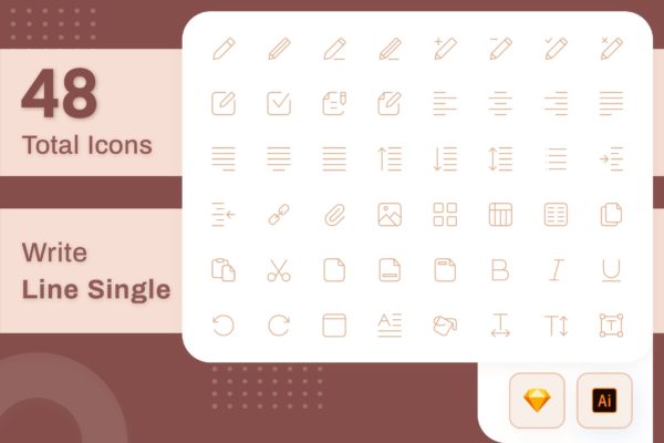 Line Senja图标系列：编辑操作按钮矢量线性图标素材 Line Senja – Write