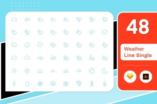 Line Senja图标系列：各种天气符号矢量线性图标素材 Line Senja – Weather