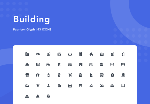 蚂蚁素材下午茶：43个简单而现代的建筑物图标集合精选