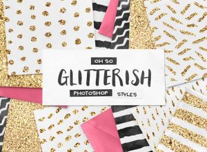 一套完美的金粉图层样式设计素材模板&四方连续纹理素材打包（asl,eps）