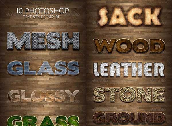 逼真肌理效果的PHOTOSHOP图层样式设计素材模板[PSD]
