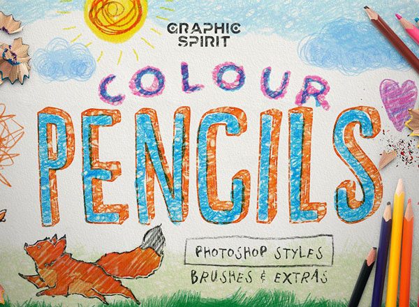 PS 图层样式设计素材模板彩色铅笔盒 COLOUR PENCIL BOX Photoshop Styles