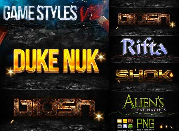 酷炫游戏风格的photoshop图层样式设计素材模板[PSD]