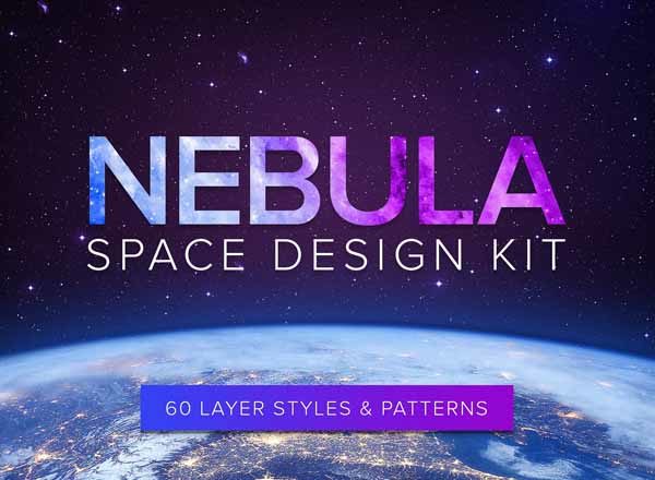 神秘酷炫的星云特效PS图层样式设计素材模板[JPG ,ASL,PAT]