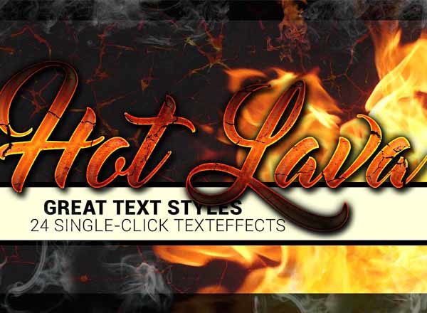 24款热熔岩文字图层样式设计素材模板打包[psd,asl]