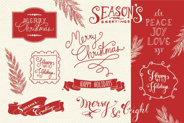 圣诞主题图层叠层素材 Christmas Overlays Set 2 – Vector