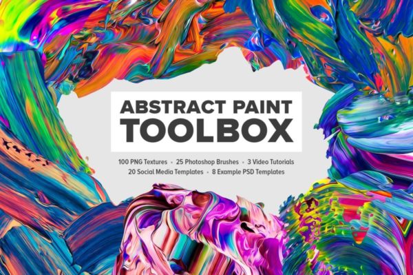 创意抽象纹理系列：抽象液态画工具包（纹理、模板、笔刷&教材）Abstract Paint Toolbox [3.12GB]