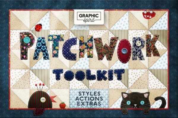 创意拼凑效果PS笔刷&图层样式设计素材模板合集 PATCHWORK Effect Photoshop TOOLKIT