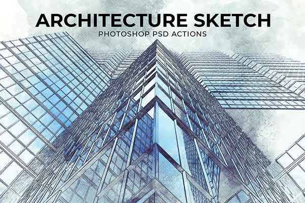 极具创造性的建筑素描PS图层样式设计素材模板[psd,jpg]